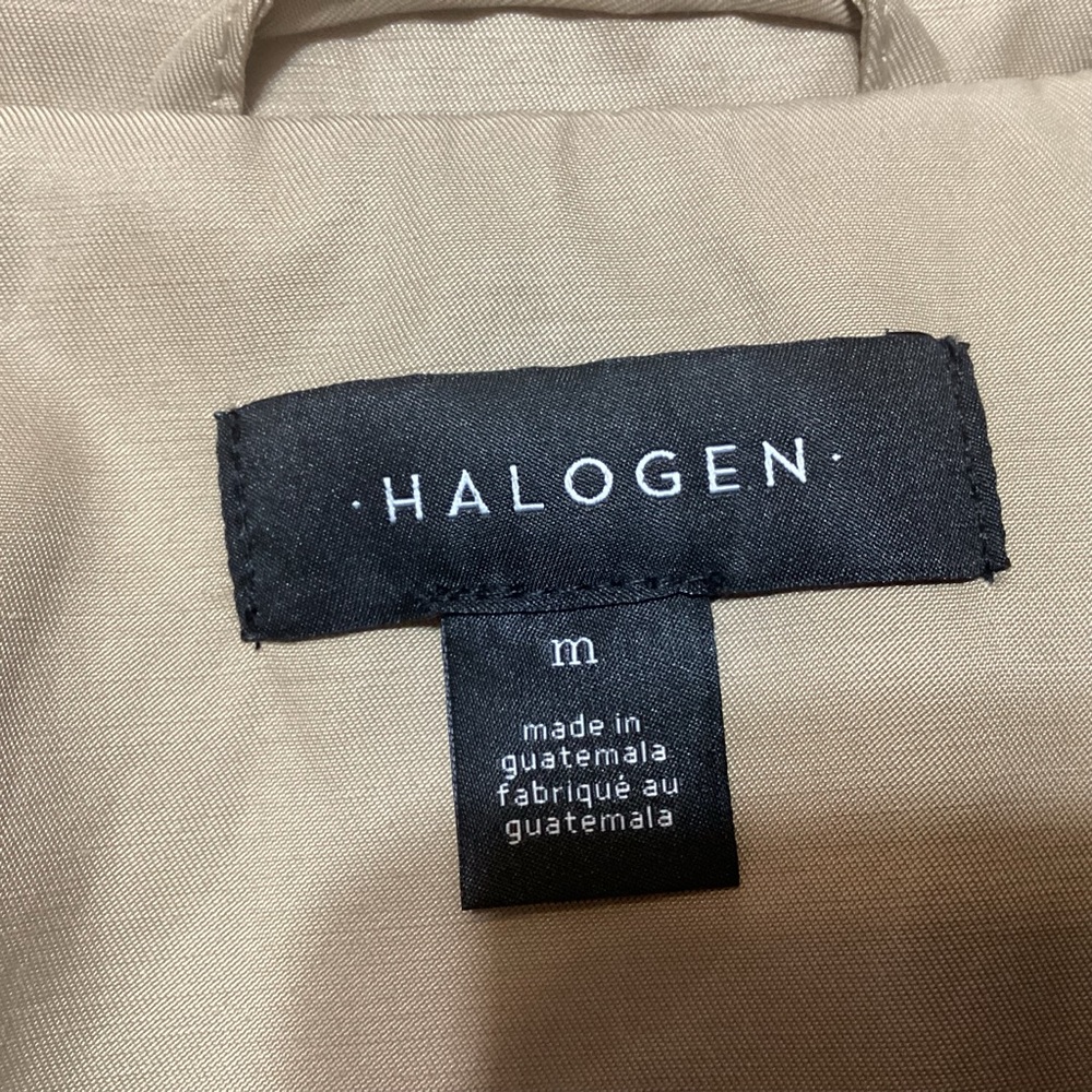 Halogen Double-Breasted Trench Coat M Tan Removable Hood Normcore Transitional - Picture 3 of 7